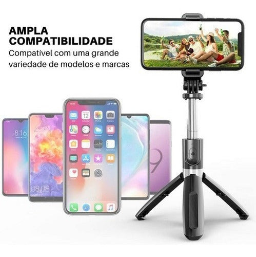 Bastão Tripé Mini 360º Pau De Selfie Bluetooth 3em 1 Celu